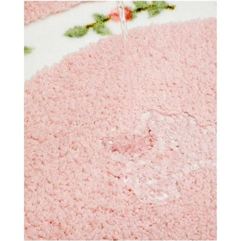 Pink Rose Flower Bath Mat Long Bathroom Rug Soft Non Slip Absorbent Floral 17x47